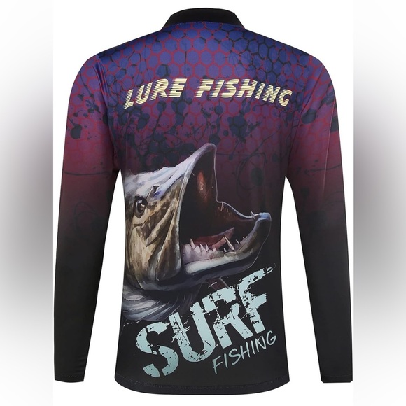 FAISOX UPF50+ Lure Fishing Jersey Ice Silk Half Stand Collar Long Sleeve Size XL - Picture 2 of 13